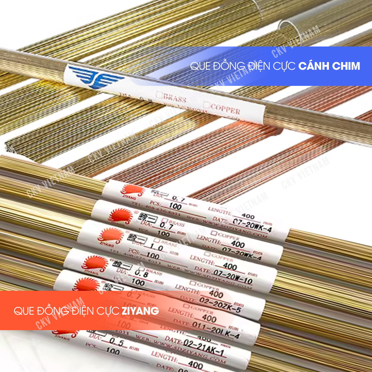 Que đồng điện cực Cánh Chim & ZIYANG được CKV VIETNAM phân phối