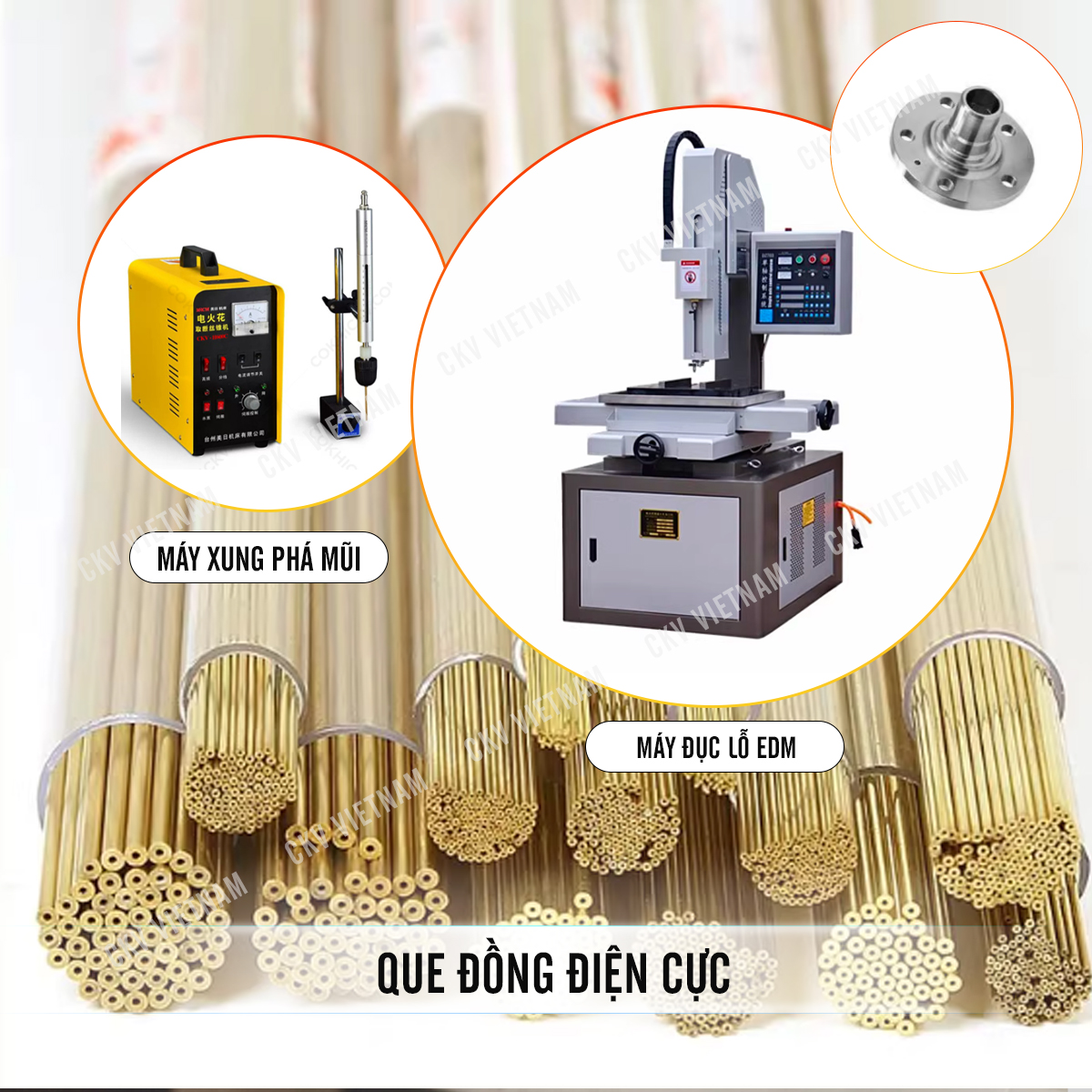 Que đồng điện cực sử dụng cho máy xung phá &amp; máy đục lỗ EDM
