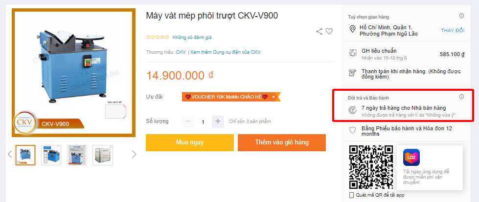 Đổi trả hàng miễn phí trên Lazada