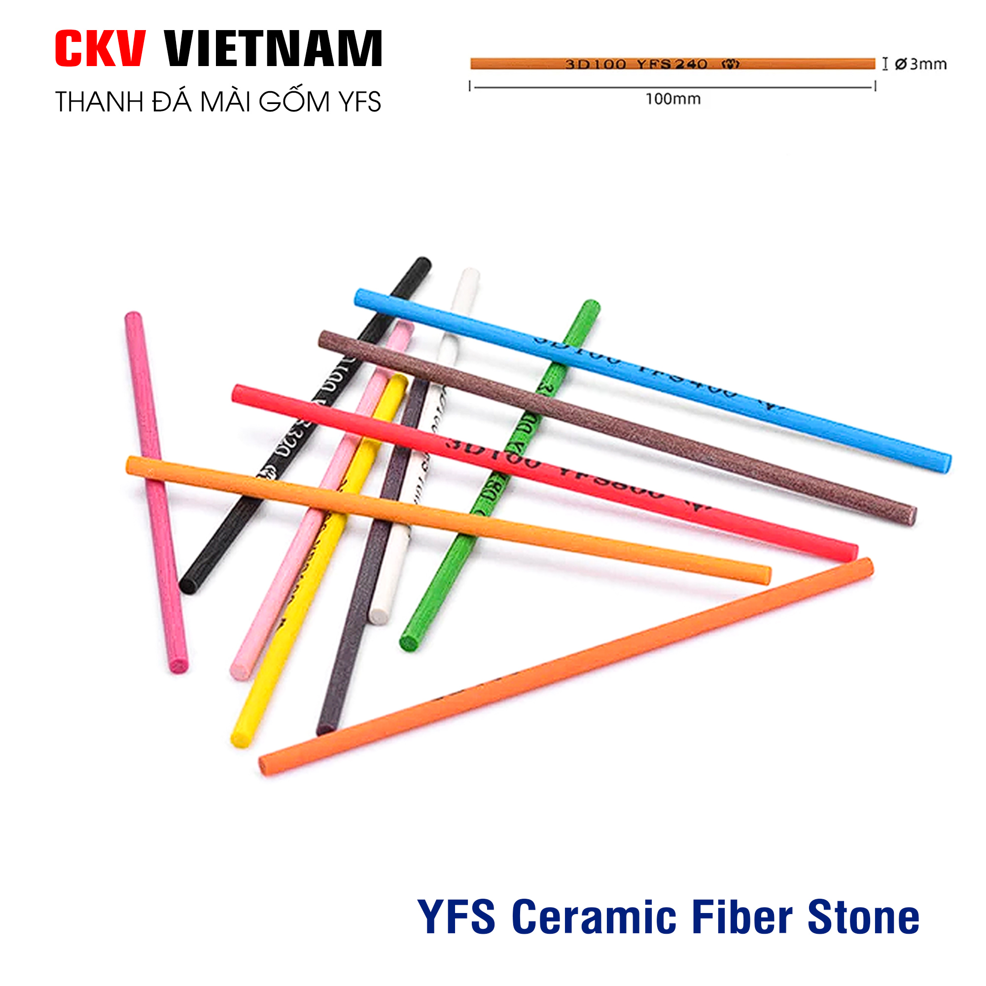 Thanh đá mài gốm YFS Ø3x100 mm