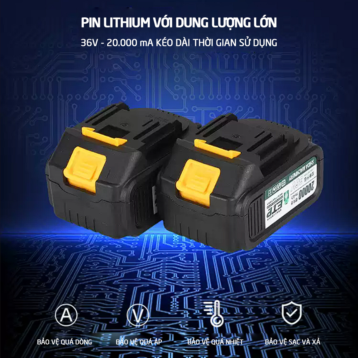 Pin Lithium với dung lượng lớn lên đến 20.000 mA