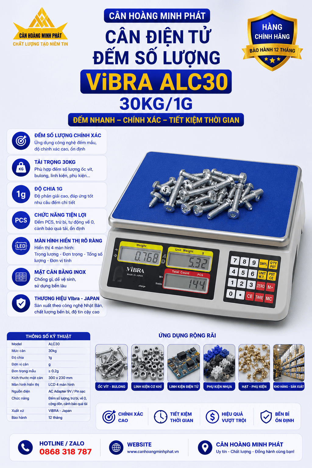 🔩 Cần đếm số lượng ốc vít, linh kiện khoảng 30kg nên dùng cân gì?