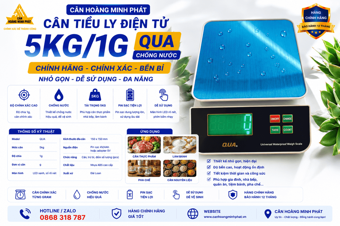 Cần mua cân điện tử 5kg dùng cho nhà bếp, chống nước tốt thì nên chọn mẫu nào?