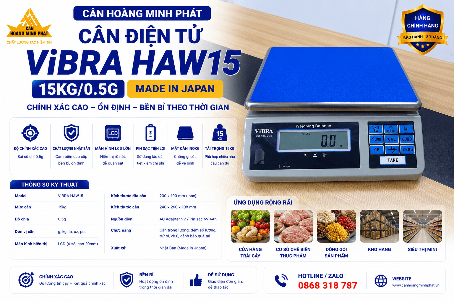 CỬA HÀNG, SIÊU THỊ, CƠ SỞ CHẾ BIẾN CẦN CÂN ĐIỆN TỬ 15KG CHÍNH XÁC CAO?