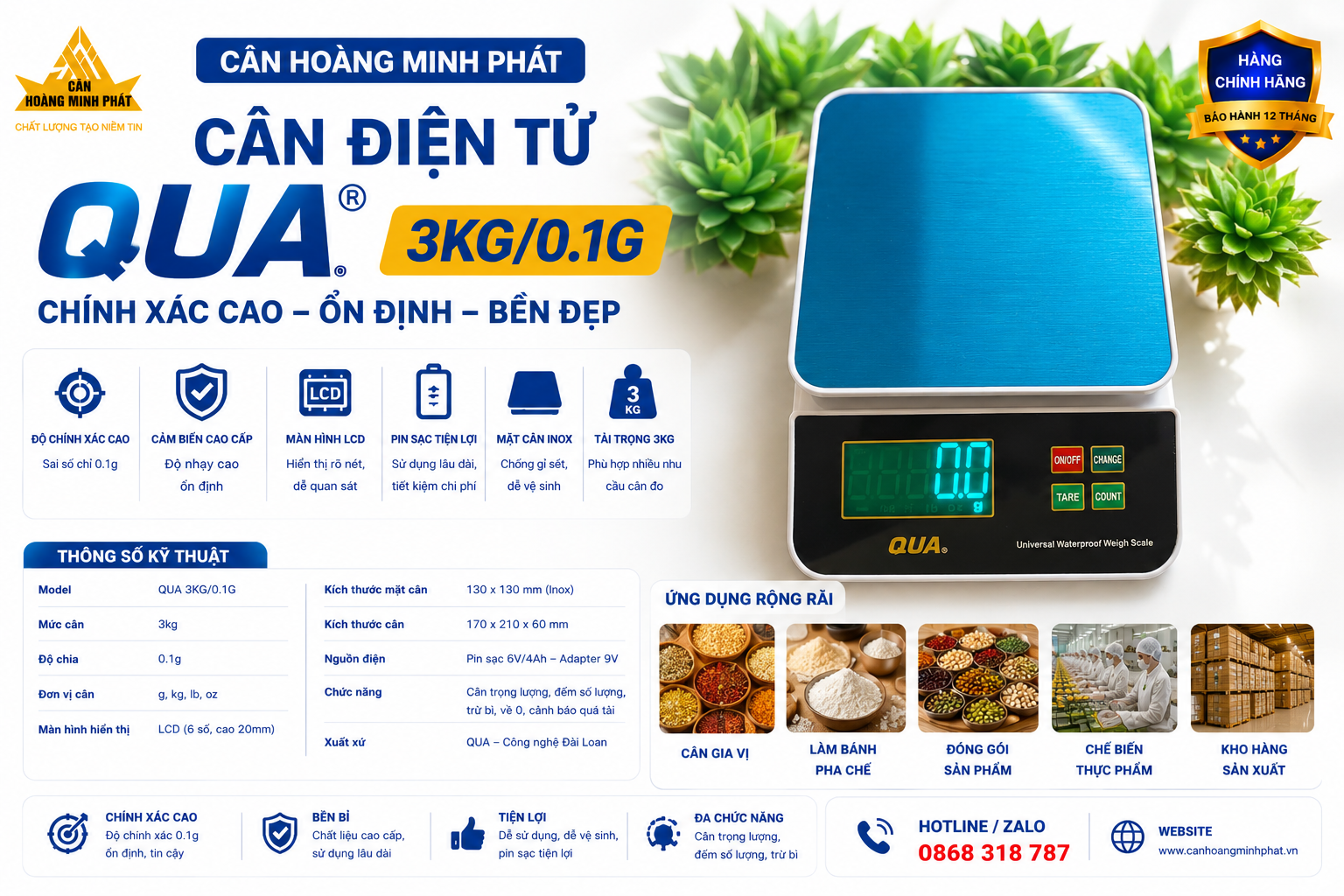 CƠ SỞ CHẾ BIẾN THỰC PHẨM CẦN CÂN ĐIỆN TỬ 3KG CHÍNH XÁC 0.1G?