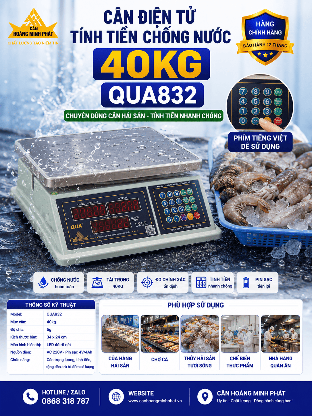 BÁN HẢI SẢN 40KG NÊN CHỌN CÂN GÌ?