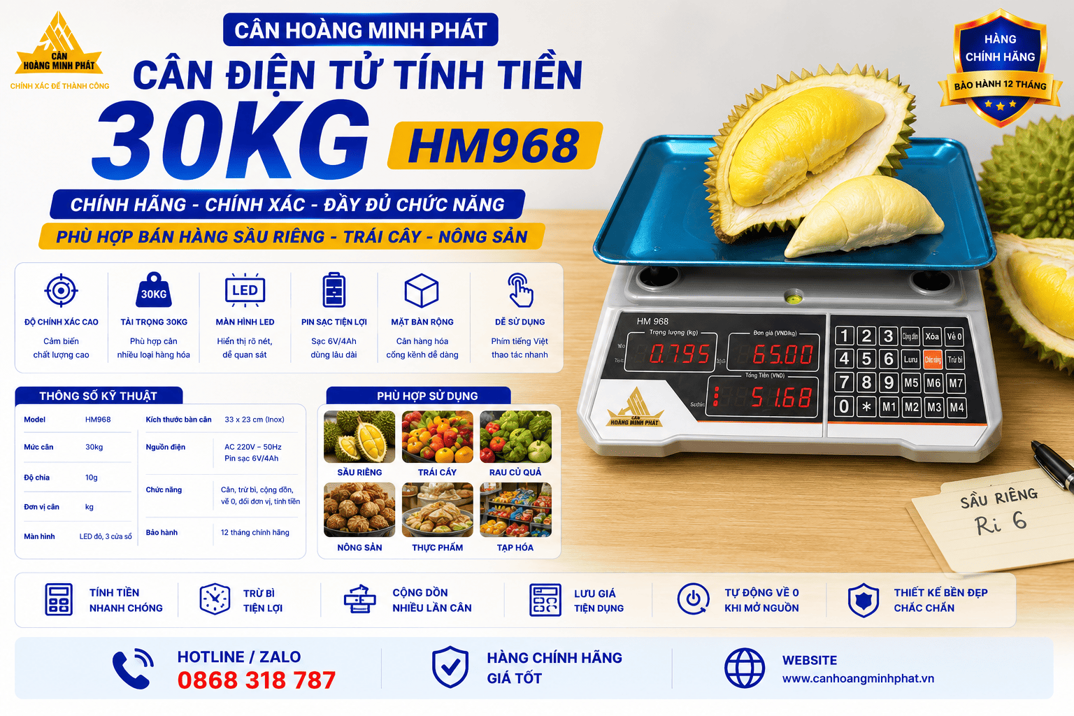 🥭 CẦN MUA CÂN ĐIỆN TỬ TÍNH TIỀN 30KG ĐỂ BÁN SẦU RIÊNG?