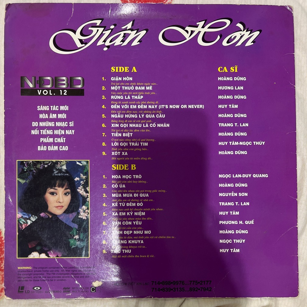 Laser Disc NDBD Karaoke 12 Giận Hờn