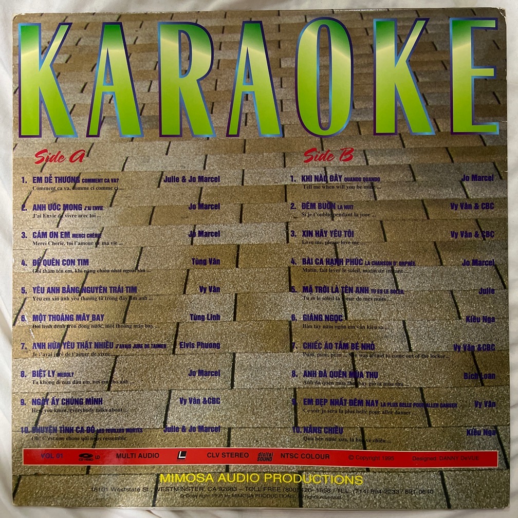 Laser Disc Mimosa Karaoke 1 - Em Đẹp Nhất Đêm Nay