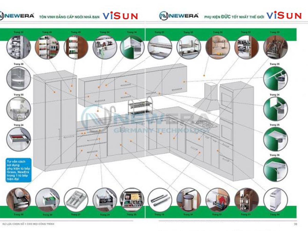 Hướng dẫn phụ kiện tủ bếp và cách bố trí