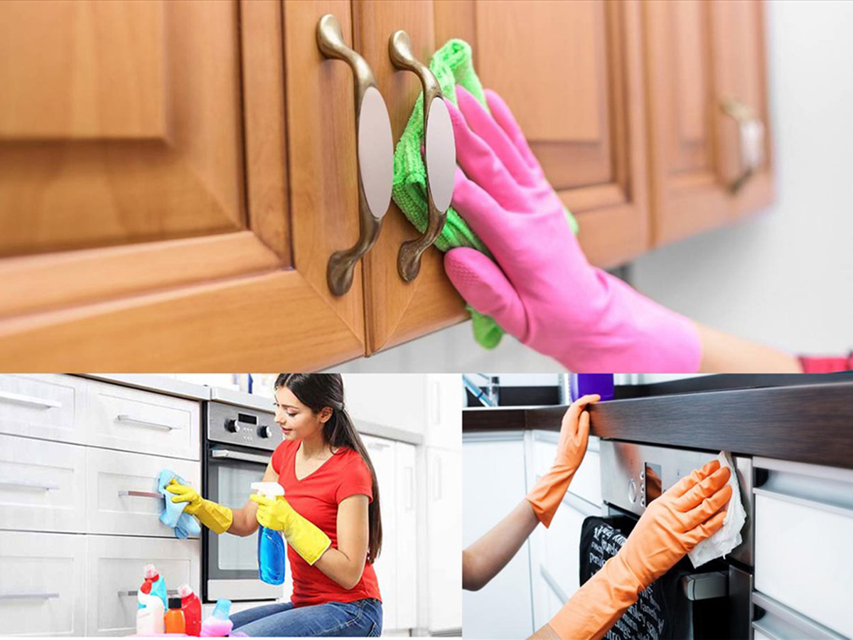 Các bước làm sạch tủ bếp đơn giản