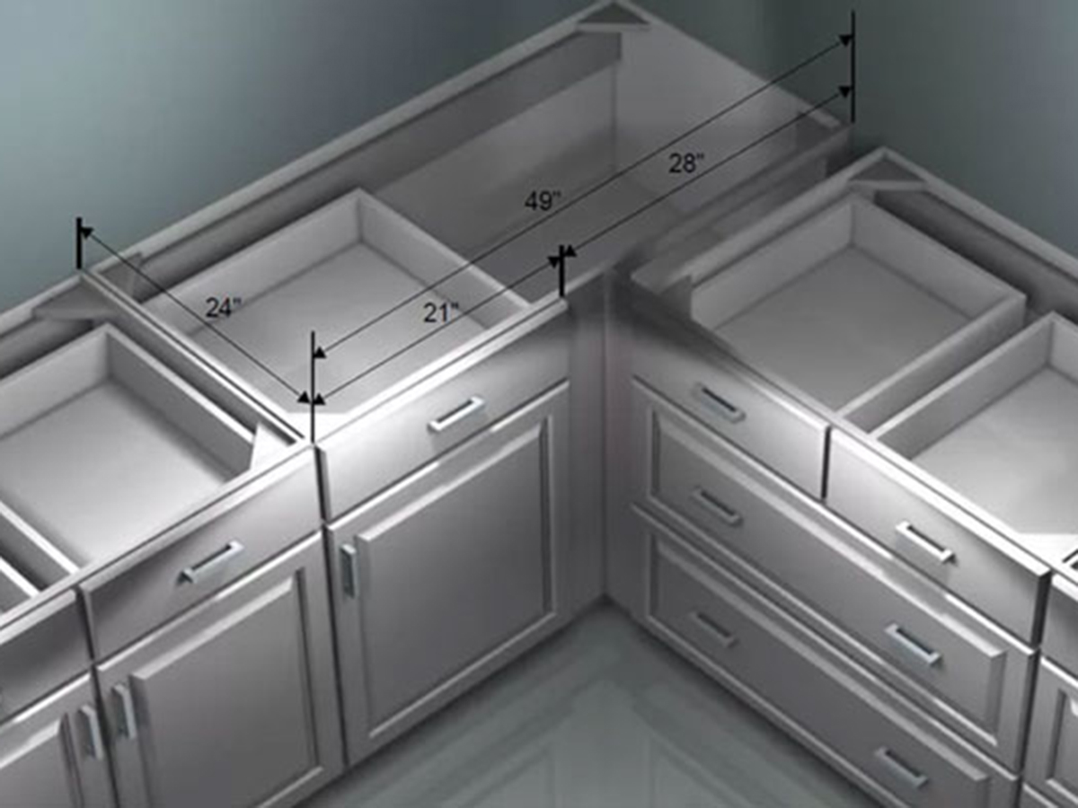 Xử lý góc chết tủ bếp chữ L với kệ góc liên hoàn