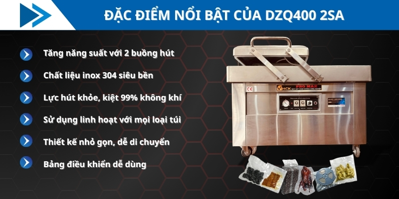 Máy Hút Chân Không Công Nghiệp 2 Buồng DZQ400 2SA