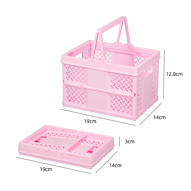 Hộp giỏ đựng đồ gấp gọn pastel có quai xách
