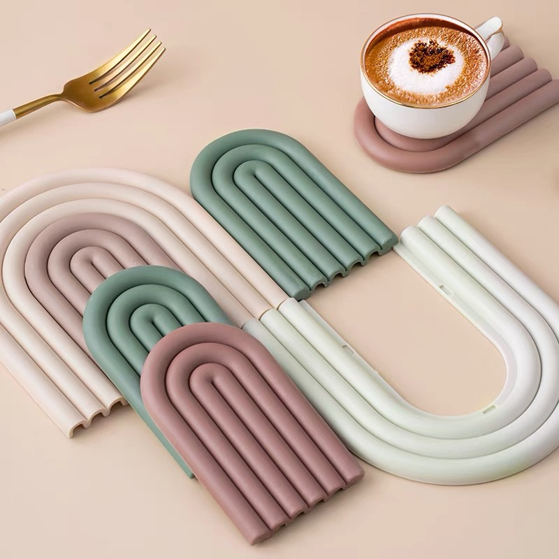 Lót cốc tấm lót nồi silicon cầu vồng