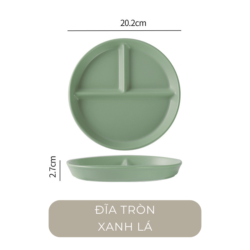 Đĩa sứ chia ngăn màu pastel