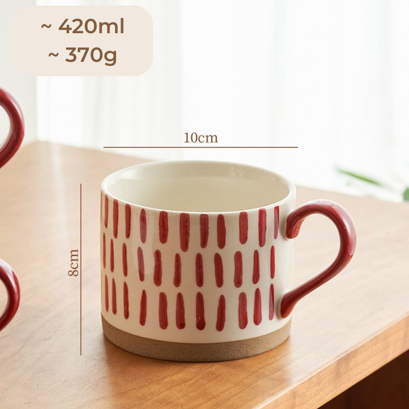 Cốc sứ hoạ tiết màu đỏ