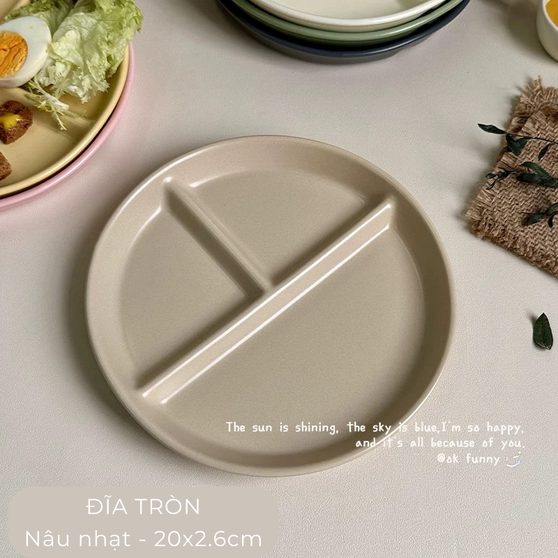 Đĩa sứ chia ngăn màu pastel