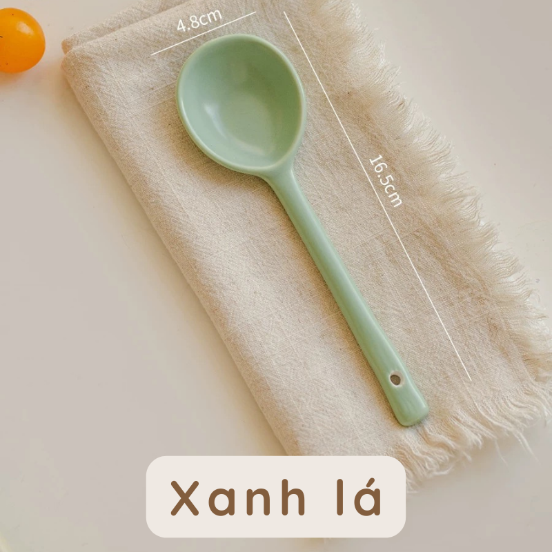 Muỗng sứ cán dài màu pastel