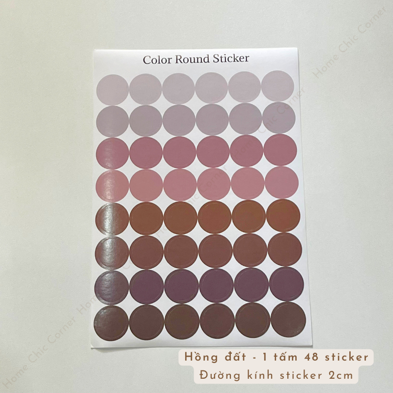 Bộ 48 stickers tròn decor trang trí dán postcard