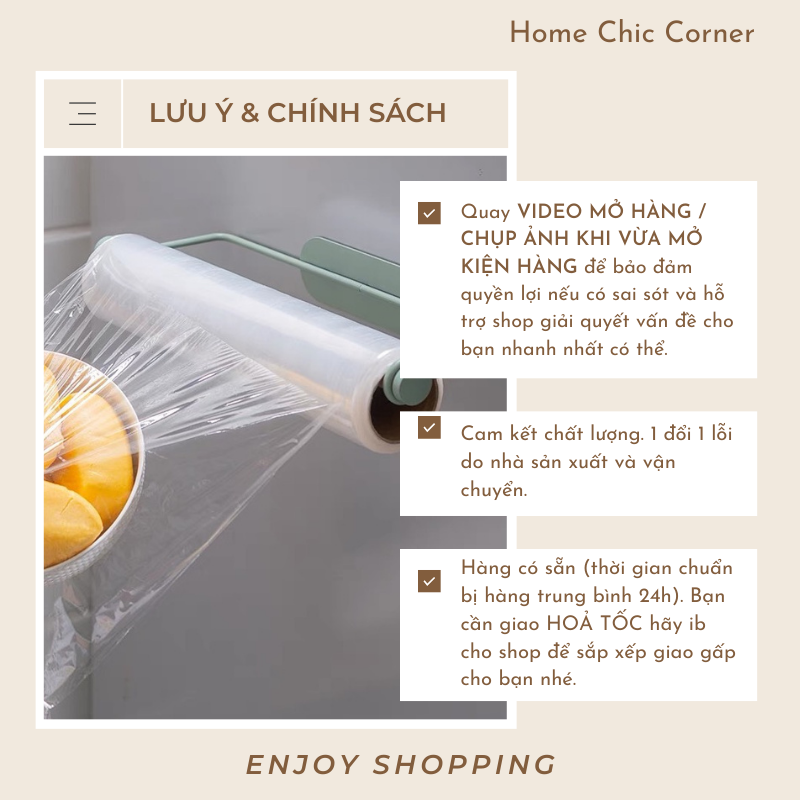 Thanh dán tường treo khăn, giấy cuộn, màng bọc thực phẩm
