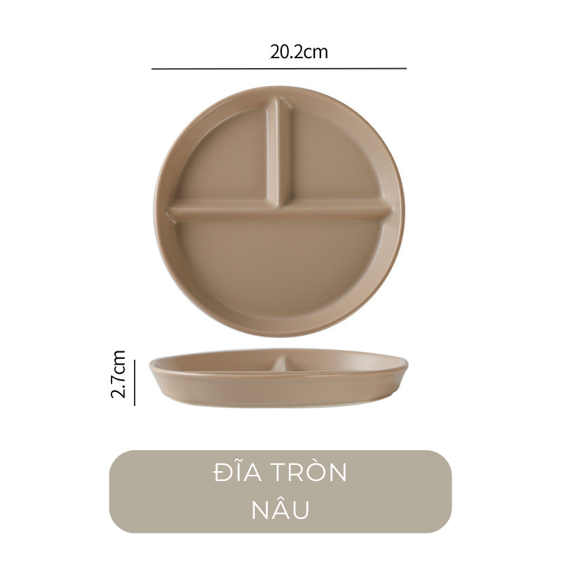 Đĩa sứ chia ngăn màu pastel