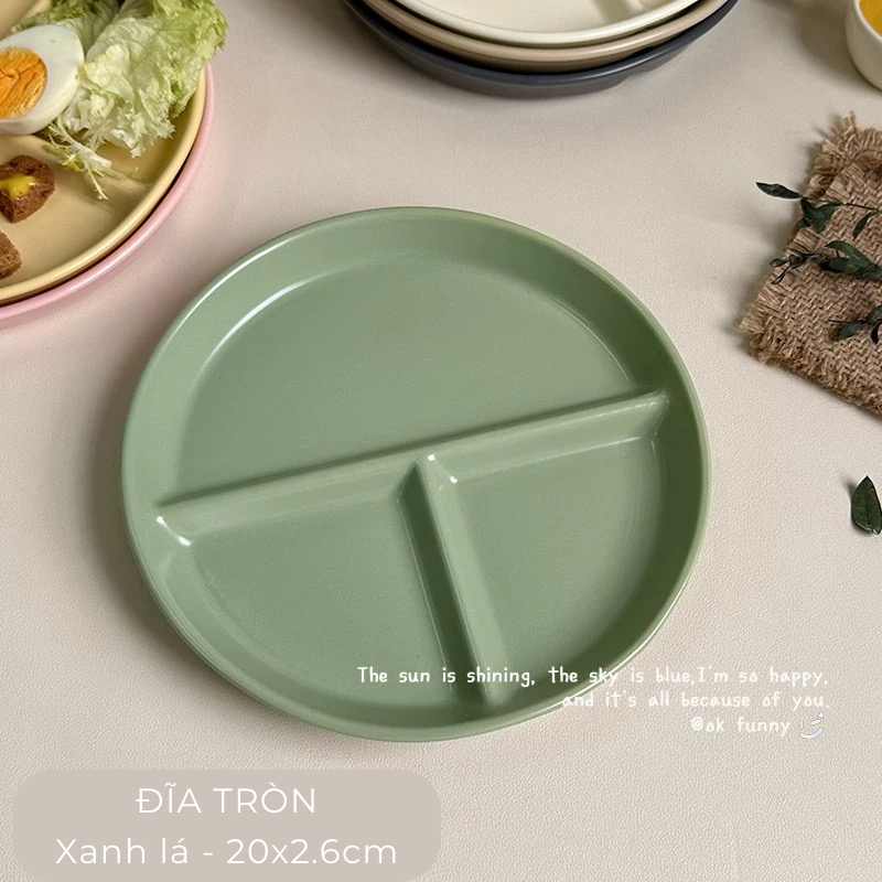 Đĩa sứ chia ngăn màu pastel