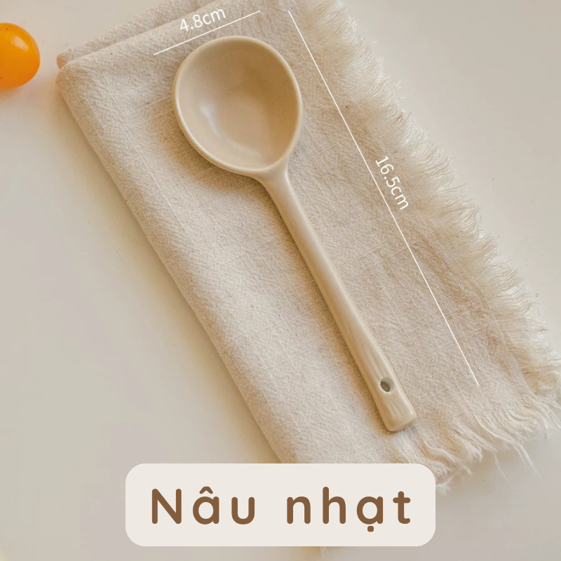 Muỗng sứ cán dài màu pastel