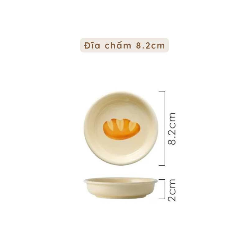 Chén dĩa tô in hình bánh mì