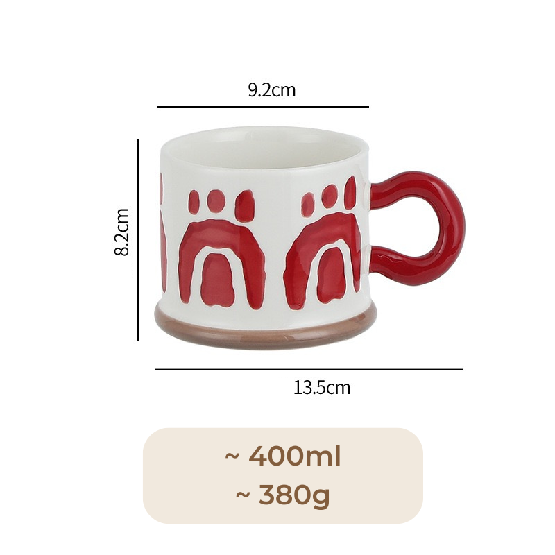 Cốc sứ hoạ tiết màu đỏ