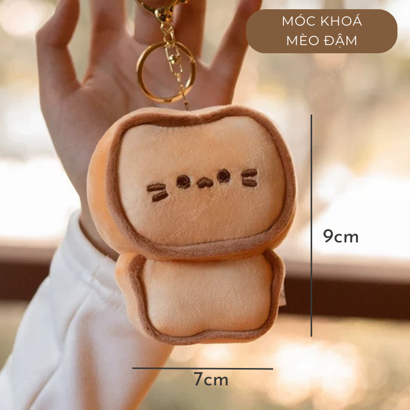 Gấu bông sandwich hình mèo, gấu bánh nướng, móc khoá hình mèo