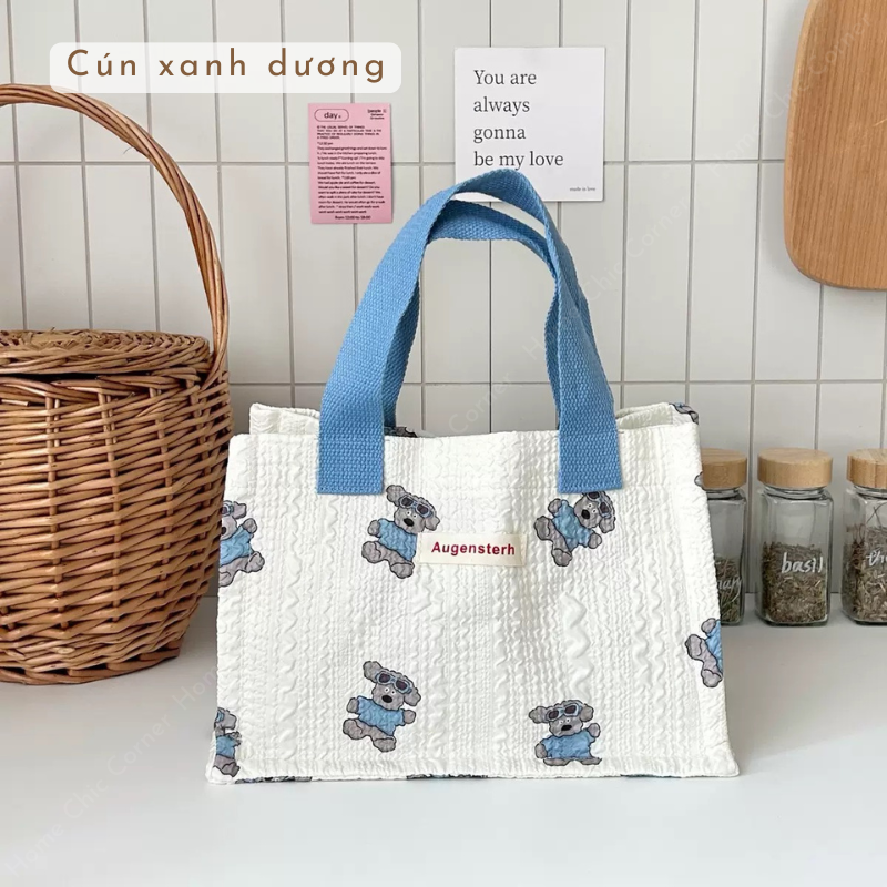Túi tote đựng hộp cơm nhiều màu pastel dễ thương