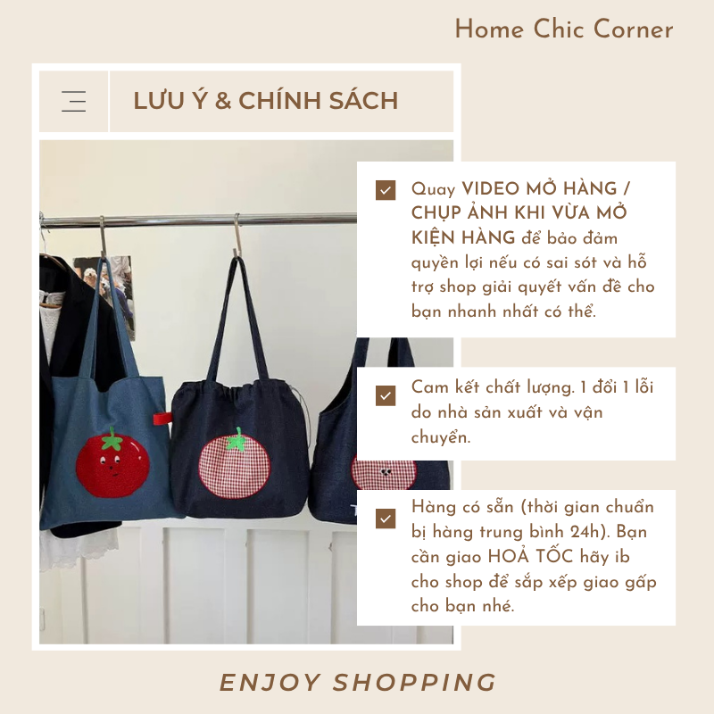 Túi tote vải denim canvas Tomato