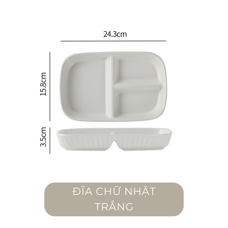 Đĩa sứ chia ngăn màu pastel