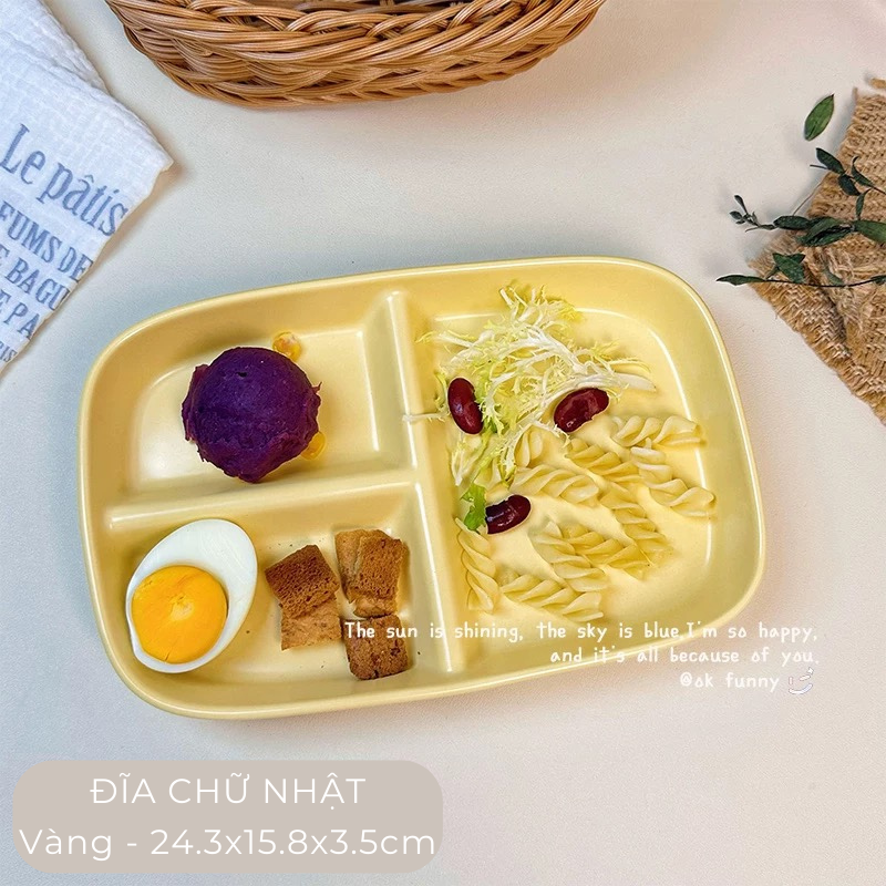 Đĩa sứ chia ngăn màu pastel