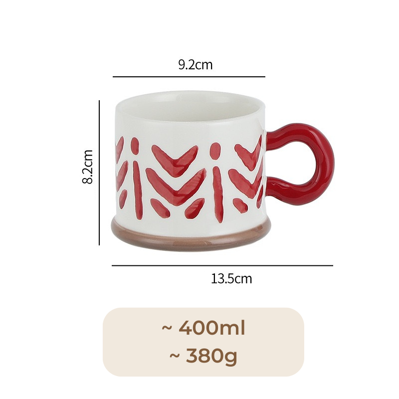 Cốc sứ hoạ tiết màu đỏ