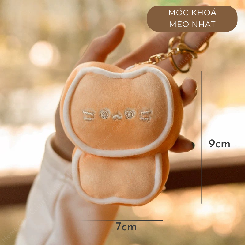 Gấu bông sandwich hình mèo, gấu bánh nướng, móc khoá hình mèo