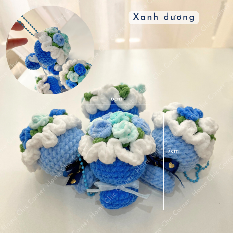 Móc khoá len bó hoa mini handmade