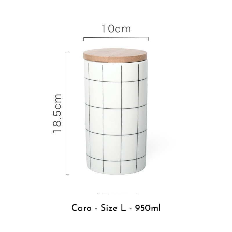 Hũ sứ nắp gỗ đựng gia vị, đồ khô, hạt decor nhà bếp