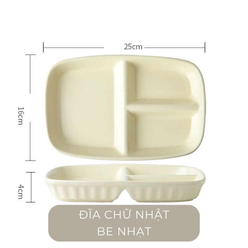 Đĩa sứ chia ngăn màu pastel