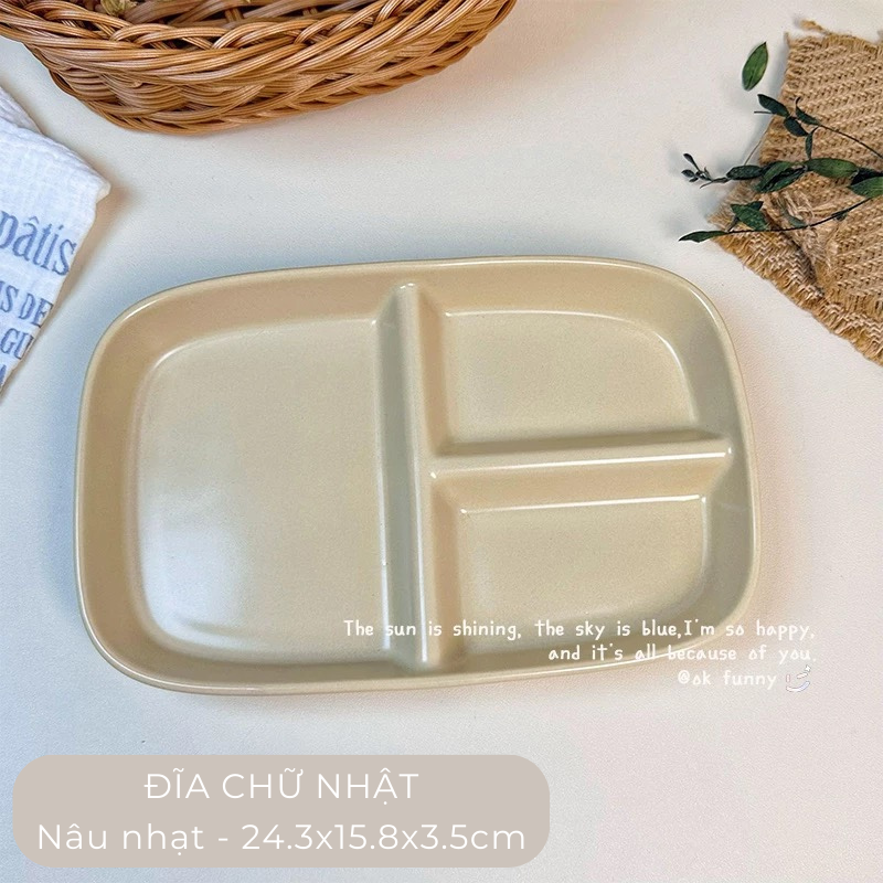 Đĩa sứ chia ngăn màu pastel