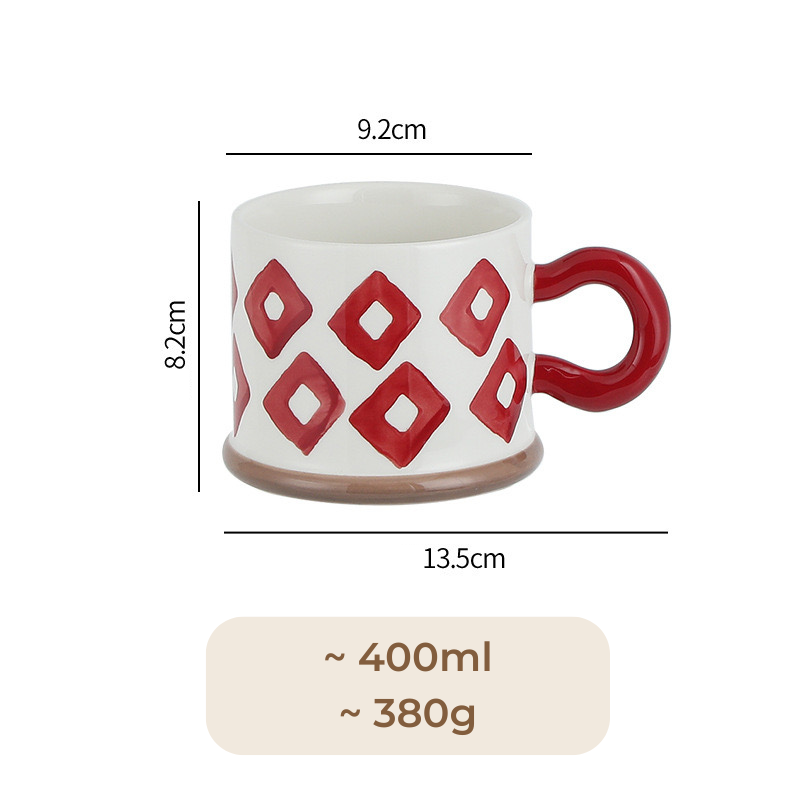 Cốc sứ hoạ tiết màu đỏ