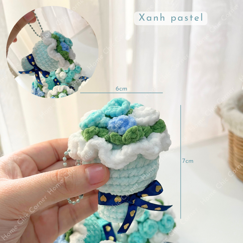 Móc khoá len bó hoa mini handmade