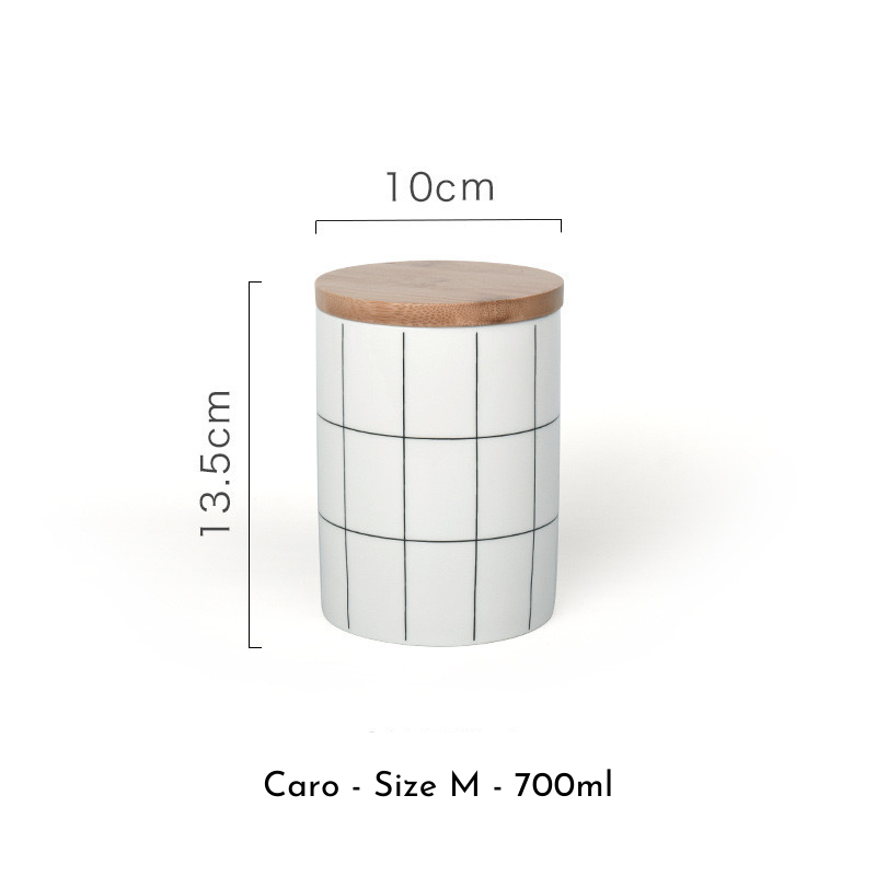 Hũ sứ nắp gỗ đựng gia vị, đồ khô, hạt decor nhà bếp