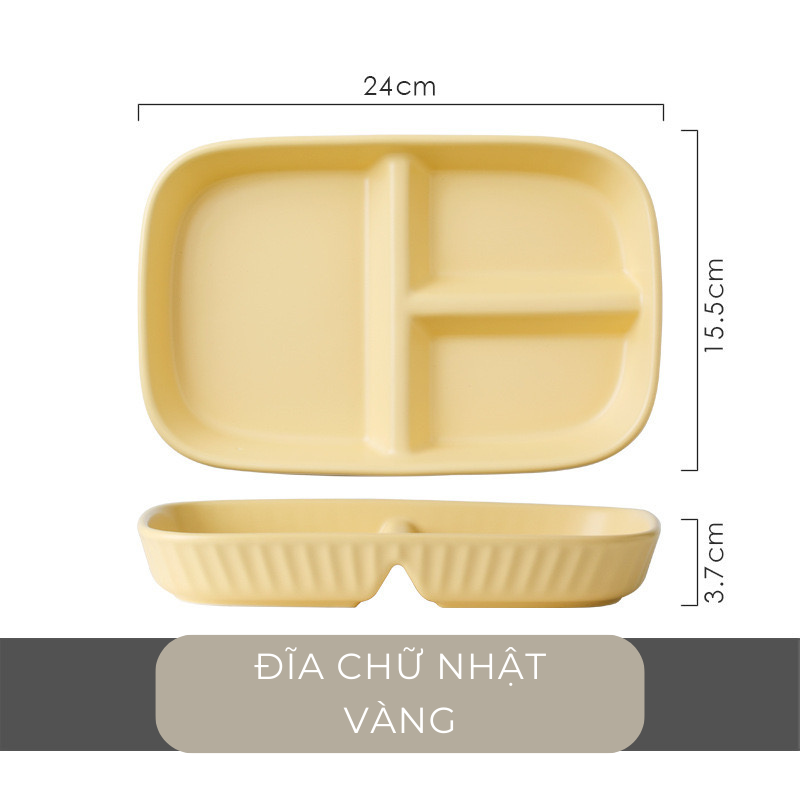 Đĩa sứ chia ngăn màu pastel