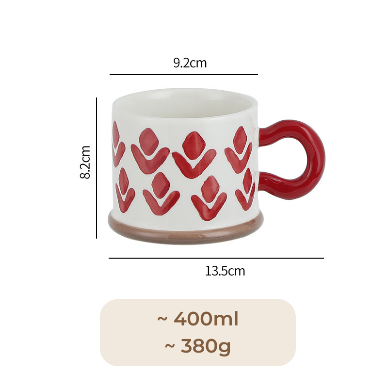 Cốc sứ hoạ tiết màu đỏ