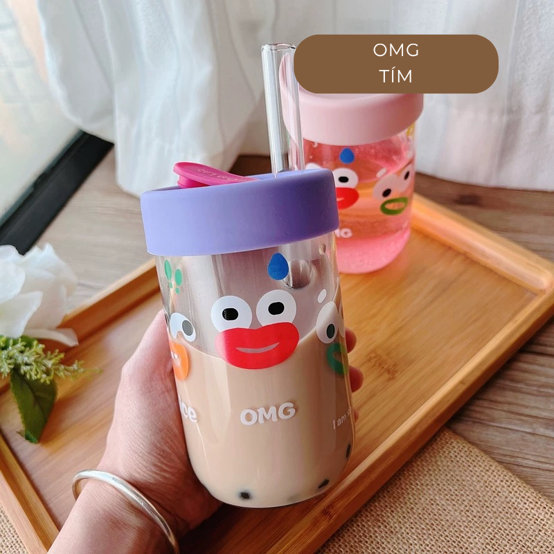 Ly uống nước daily 600ml thuỷ tinh (kèm ống hút)