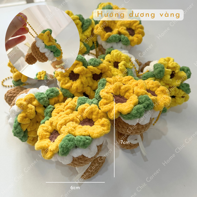 Móc khoá len bó hoa mini handmade