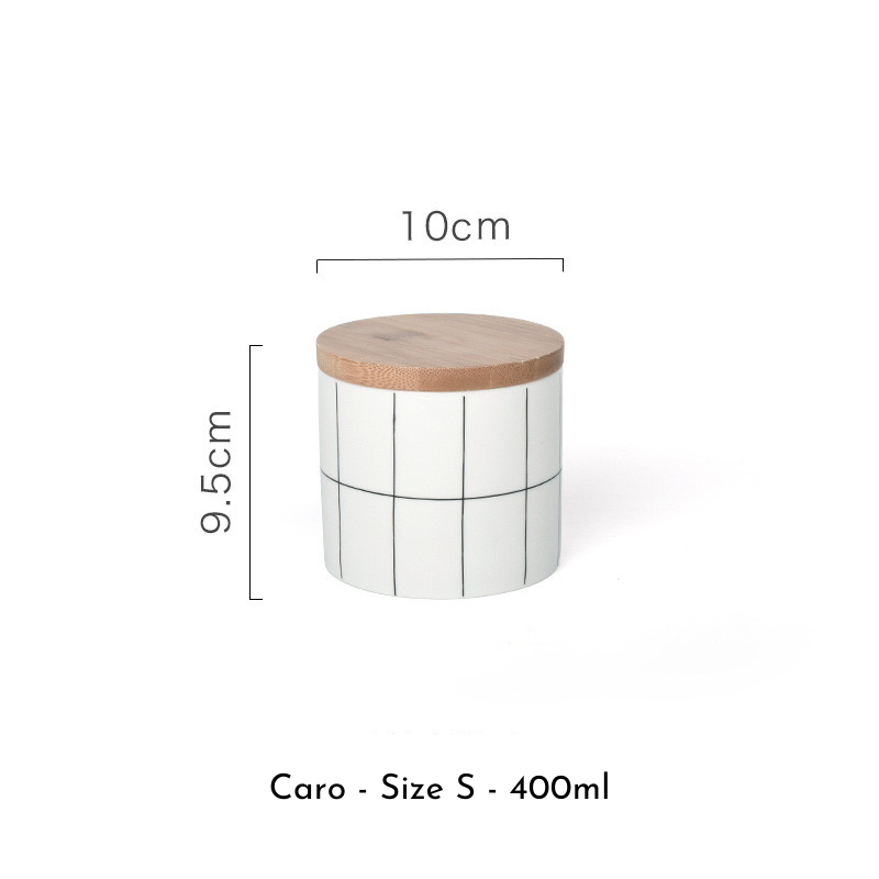 Hũ sứ nắp gỗ đựng gia vị, đồ khô, hạt decor nhà bếp
