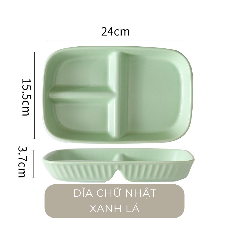 Đĩa sứ chia ngăn màu pastel